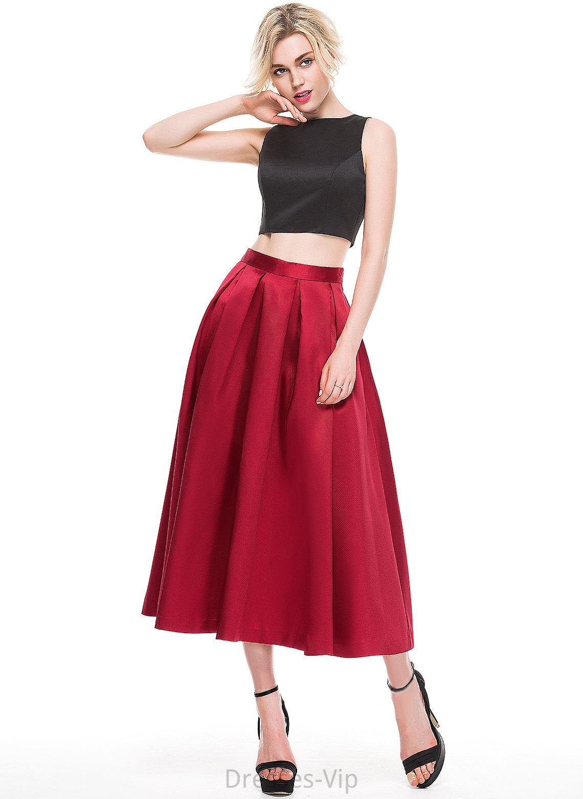 Skirt Tea-Length A-Line/Princess Satin Cocktail Cocktail Dresses Grace