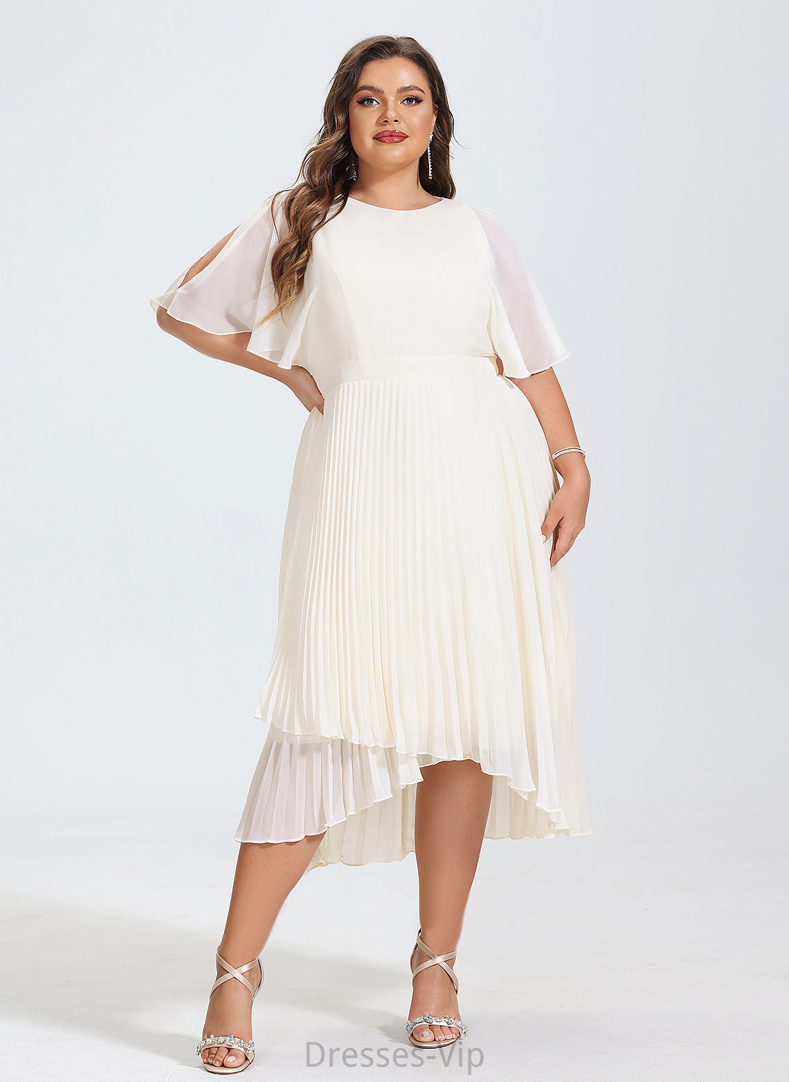 Neck Chiffon Asymmetrical Scoop Pleated Cocktail A-Line With Karlie Dress Cocktail Dresses