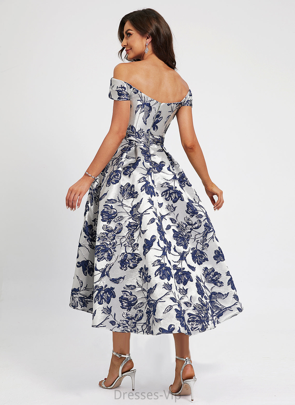 Flower(s) Dress With A-Line Cocktail Dresses Off-the-Shoulder Asymmetrical Satin Cocktail Ayla