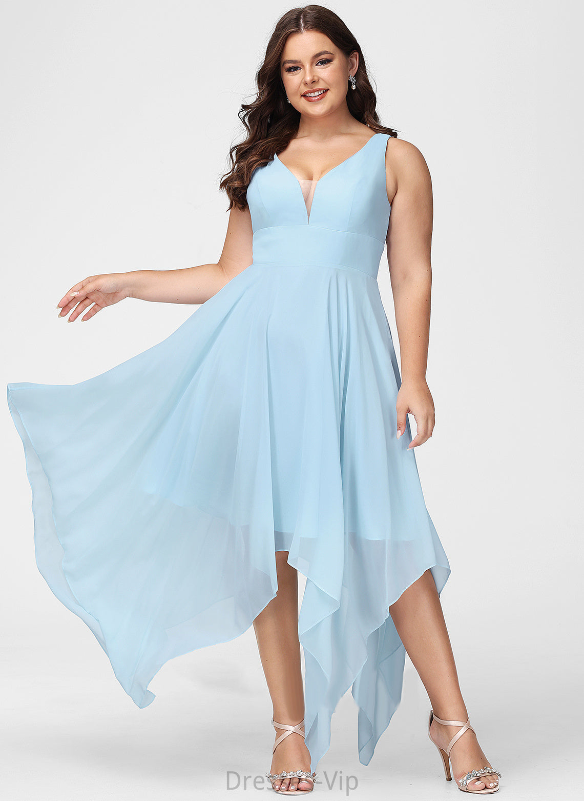 Ruffle With Chiffon Cocktail Dresses Dress Asymmetrical Cocktail Evie A-Line V-neck