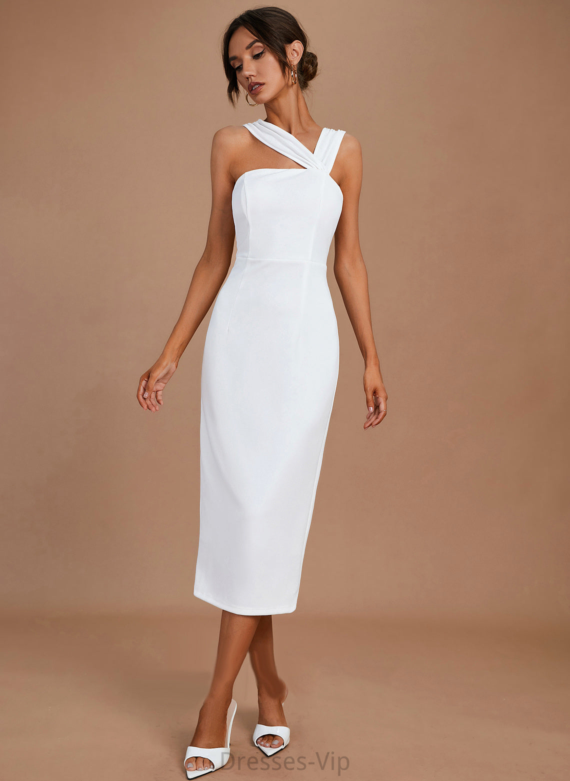 Blends Cotton Dress Leia Cocktail V-neck Cocktail Dresses Knee-Length