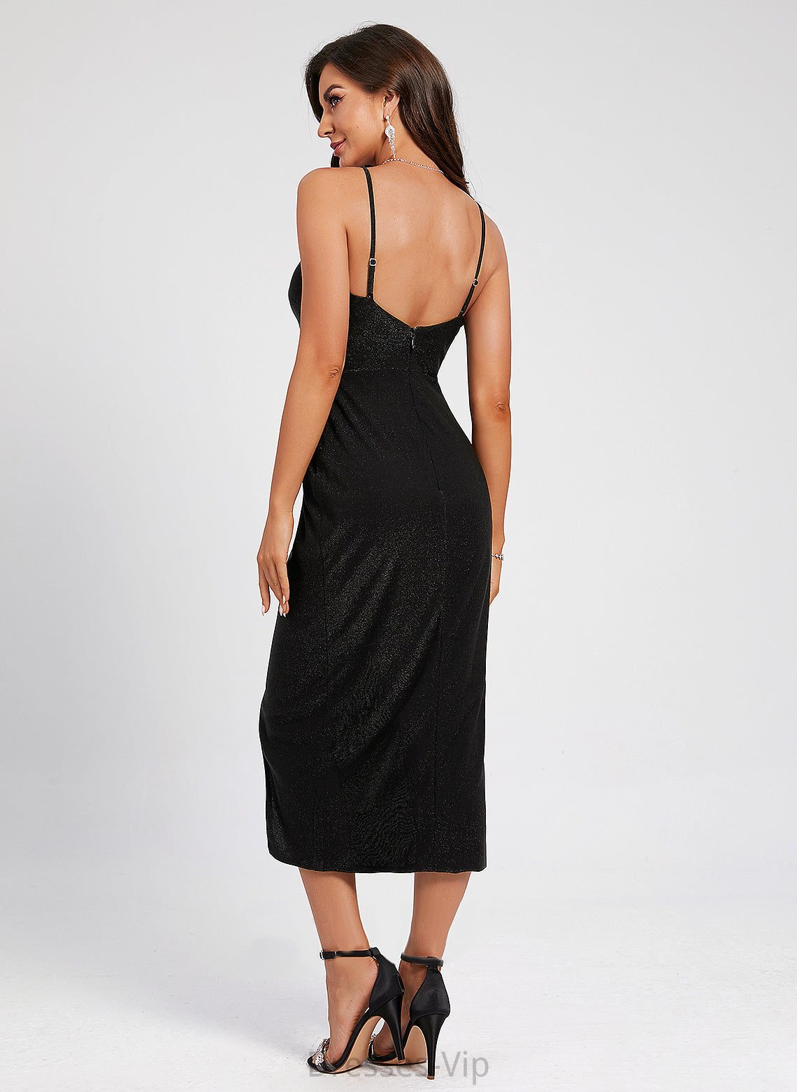 Gemma Dress V-neck Sheath/Column Cocktail Dresses With Polyester Front Cocktail Tea-Length Split