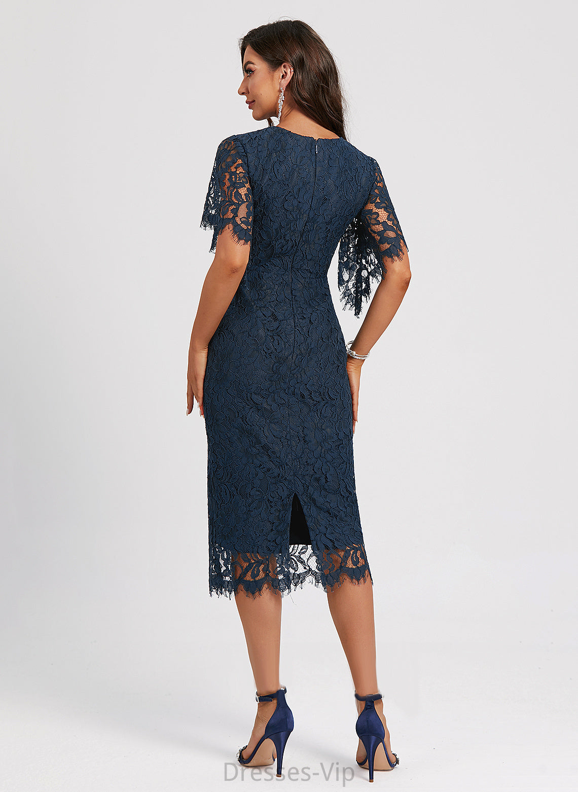 Dress Ayla Neck Knee-Length Cocktail Dresses Sheath/Column Cocktail Lace Scoop