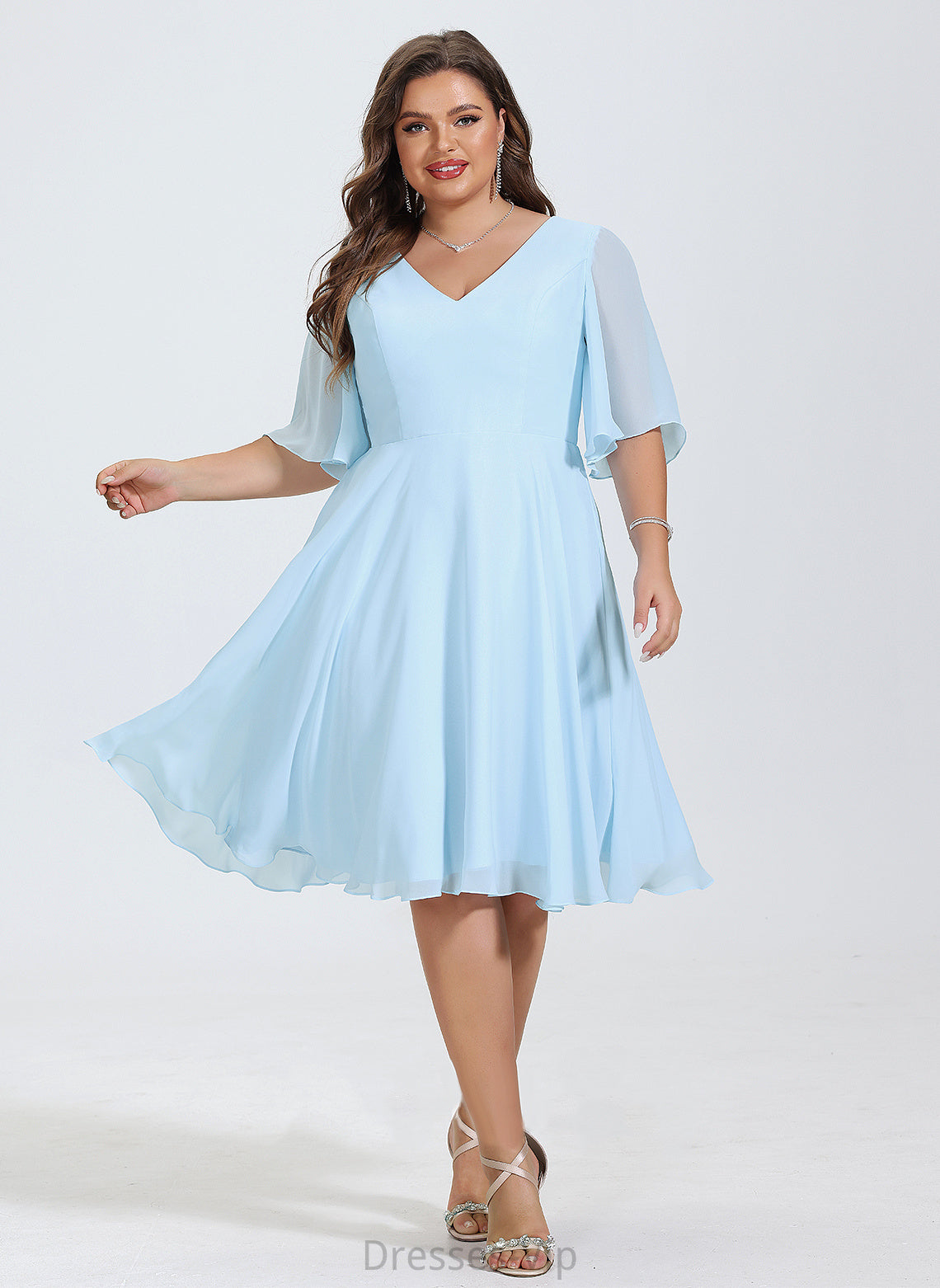 Cocktail Dresses Cocktail Dress Chiffon A-Line Nita Knee-Length V-neck