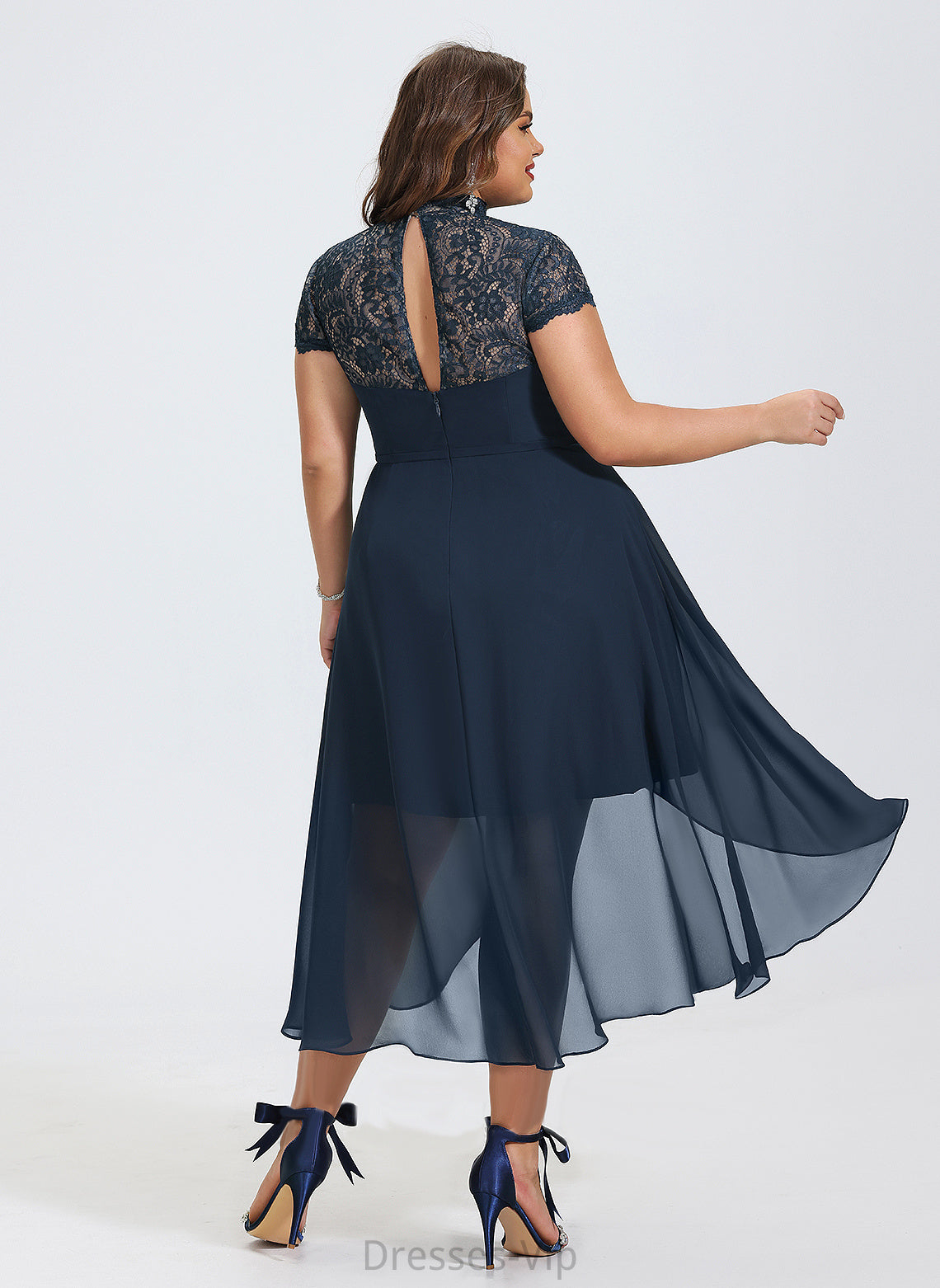 Asymmetrical Chiffon Neck High Kallie Cocktail A-Line Dress Cocktail Dresses