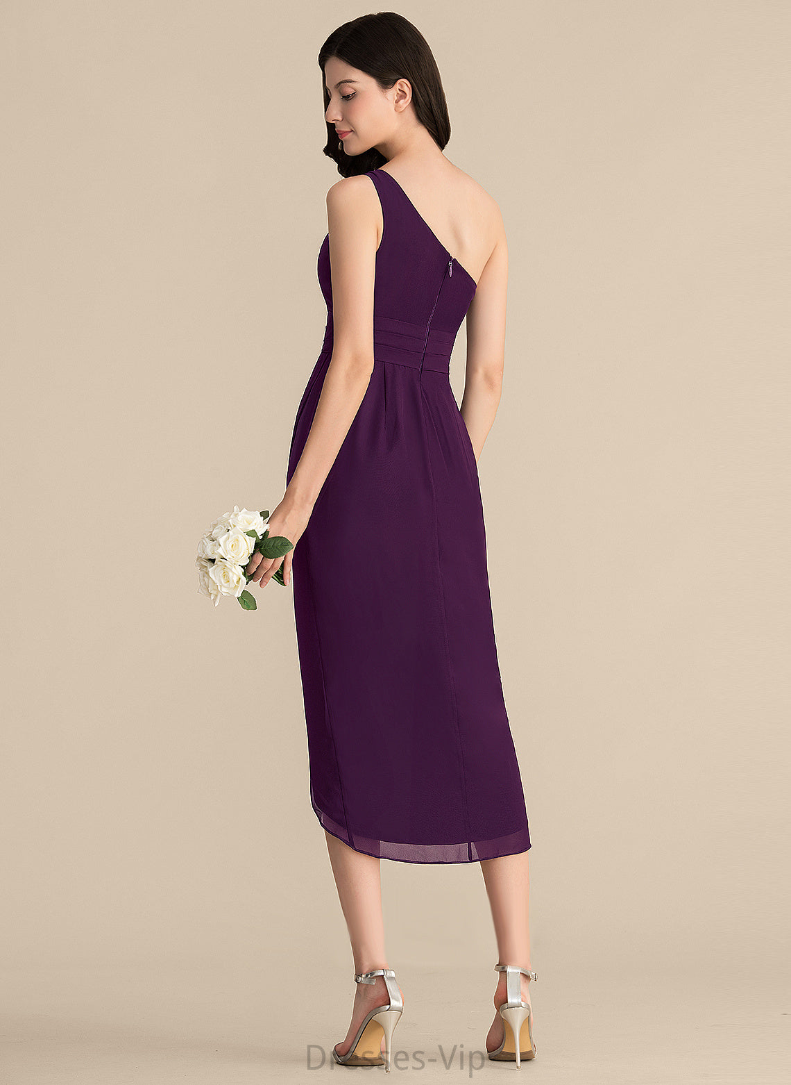 Dress One-Shoulder Asymmetrical Chiffon Cocktail Ruffle Sheath/Column Izabelle With Cocktail Dresses