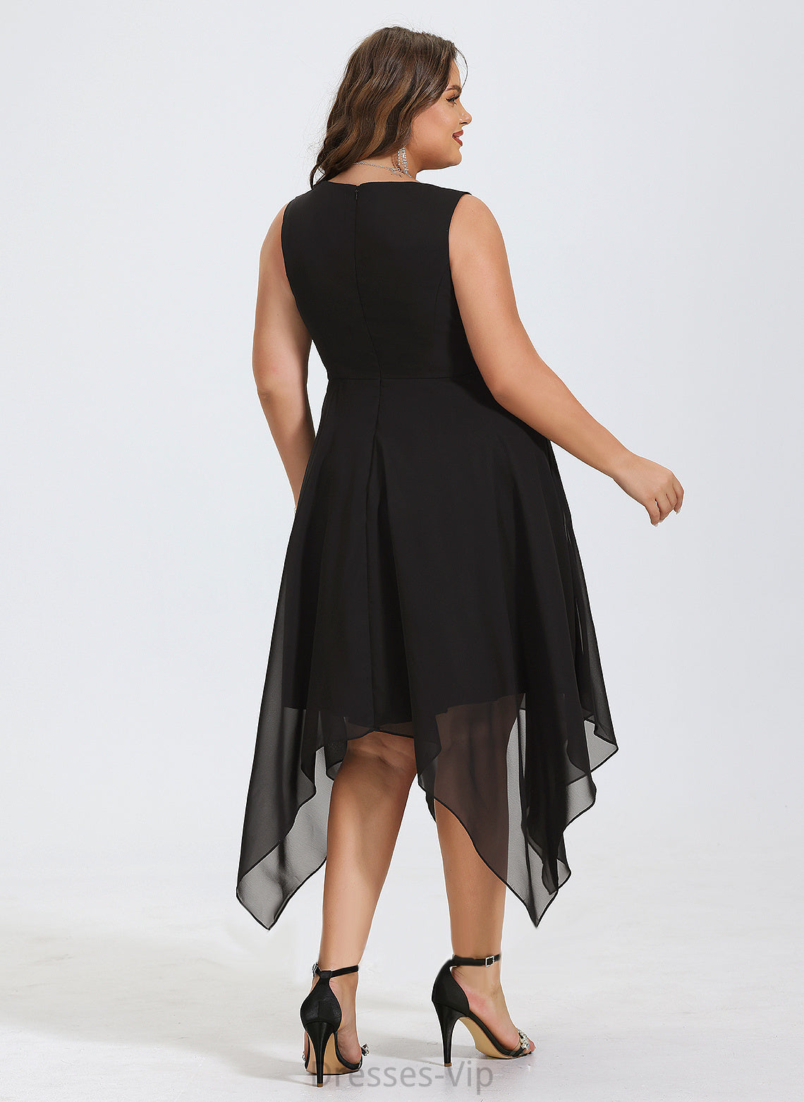 Asymmetrical A-Line Cocktail Eve Dress V-neck Chiffon Cocktail Dresses