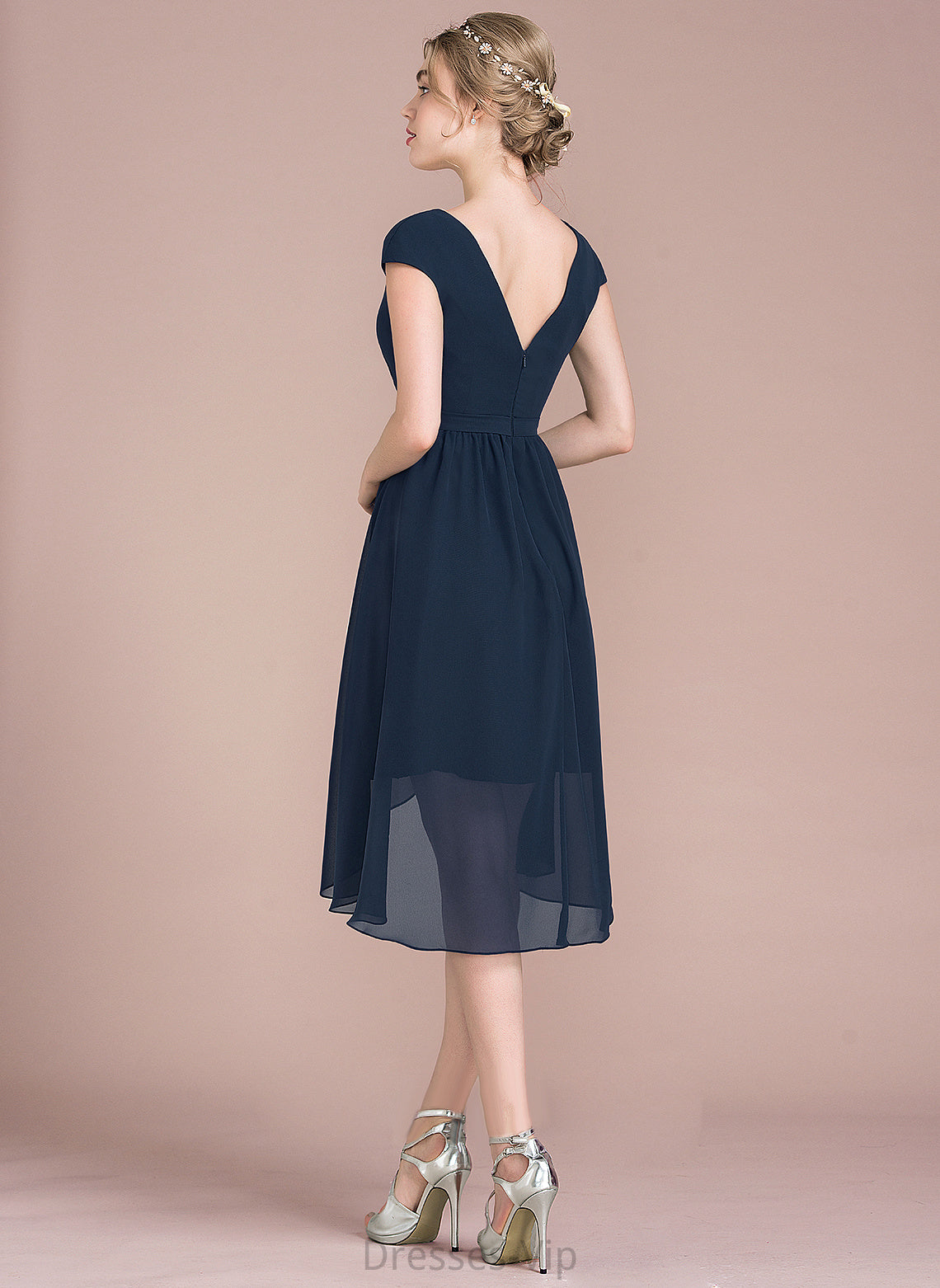 A-Line V-neck Chiffon Reagan Cocktail Dresses Cocktail Asymmetrical Dress