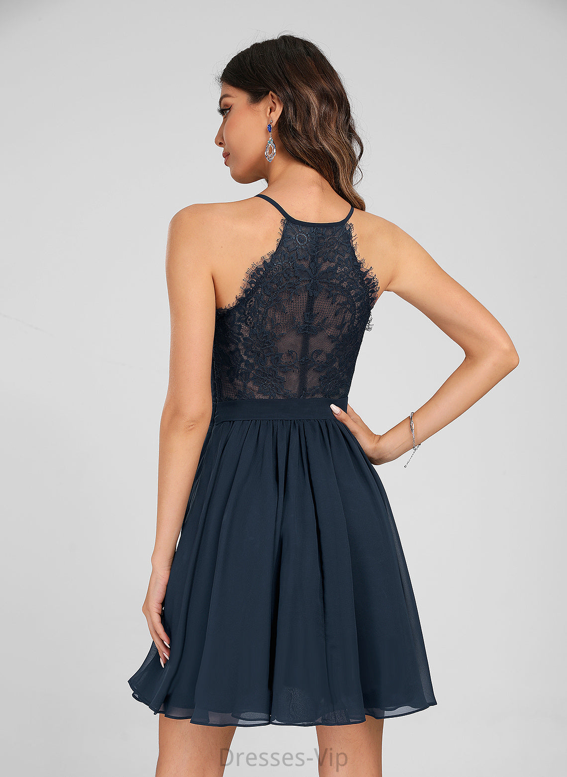 Lynn Short/Mini Homecoming Dresses Chiffon V-neck With Lace Dress A-Line Homecoming