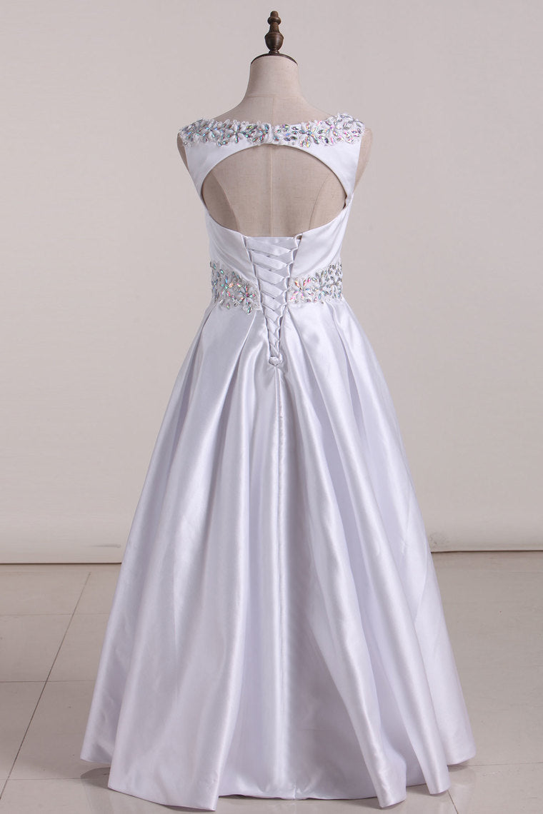 2024 New Arrival Scoop With Beading Satin Flower Girl Dresses