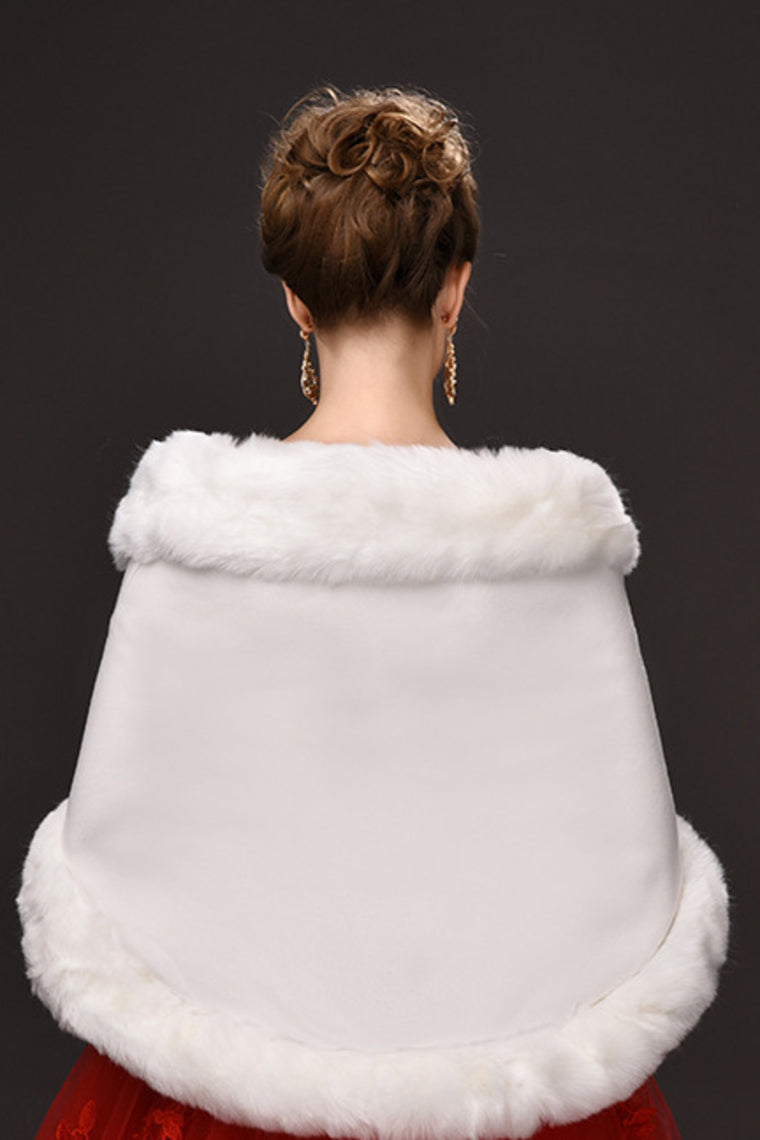 Elegant Faux Fur Wedding Wrap With Beading