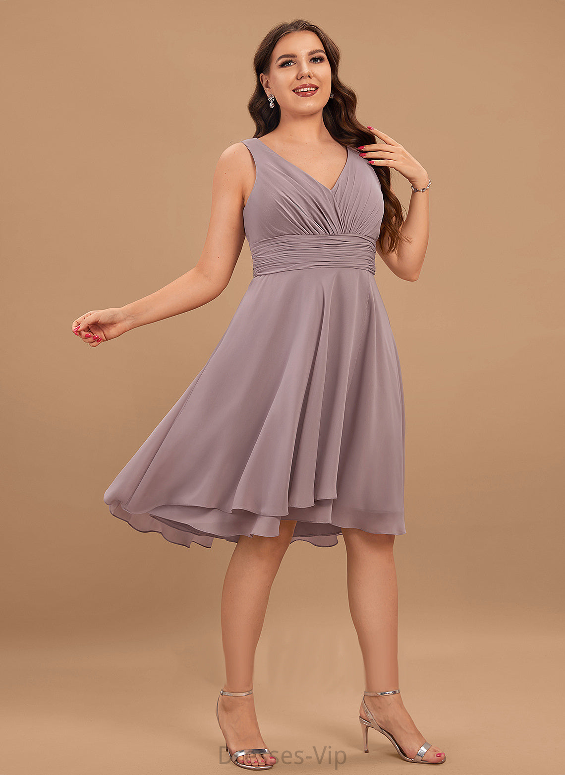 Ruffle Elsa Cocktail V-neck Cocktail Dresses Dress Asymmetrical With A-Line Chiffon