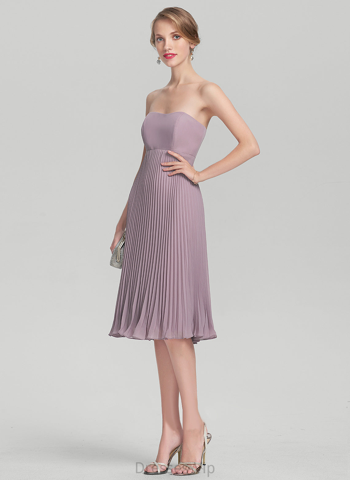 Cocktail Dresses Chiffon Lila Sweetheart A-Line With Cocktail Pleated Dress Knee-Length