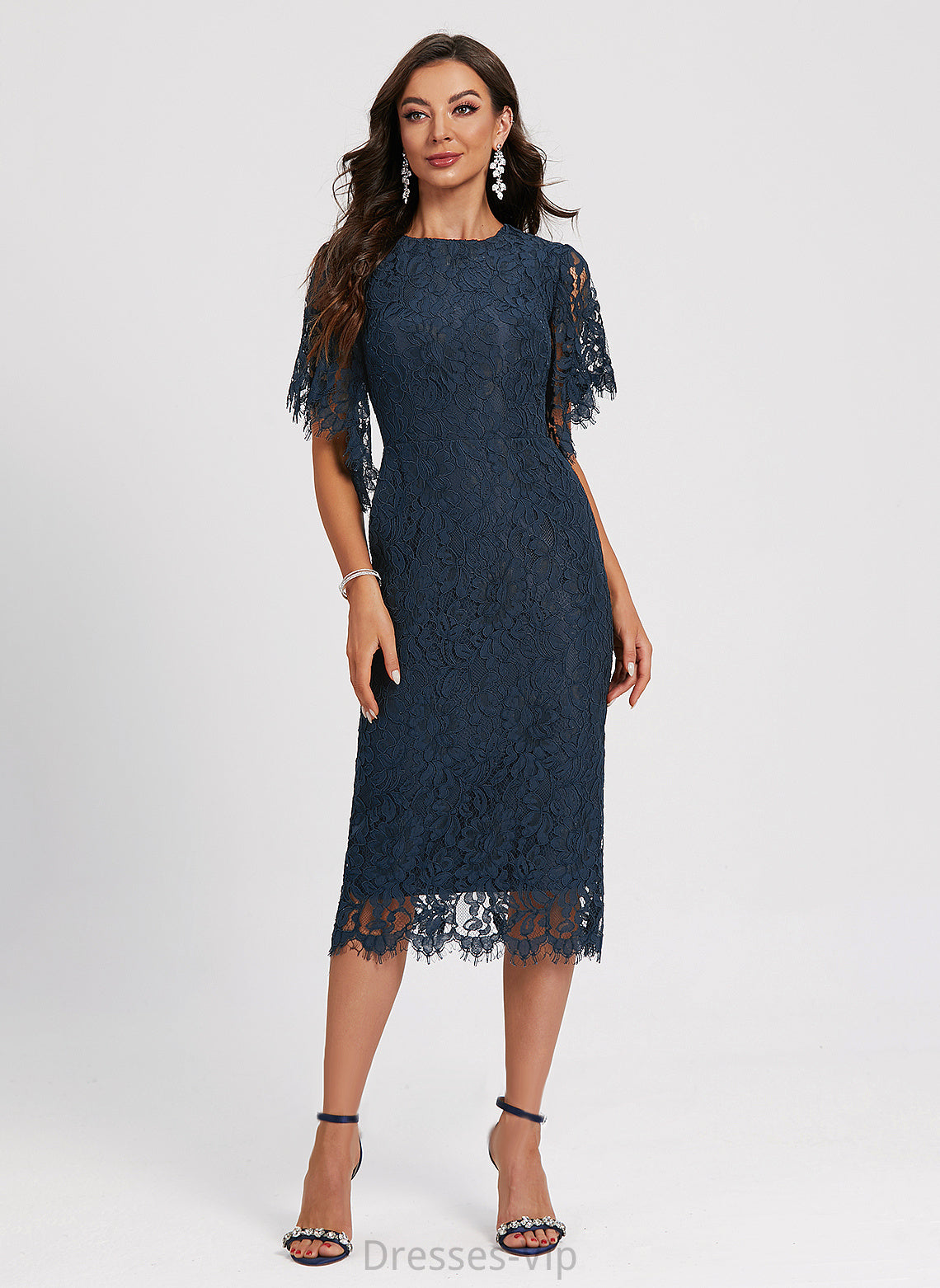 Dress Ayla Neck Knee-Length Cocktail Dresses Sheath/Column Cocktail Lace Scoop