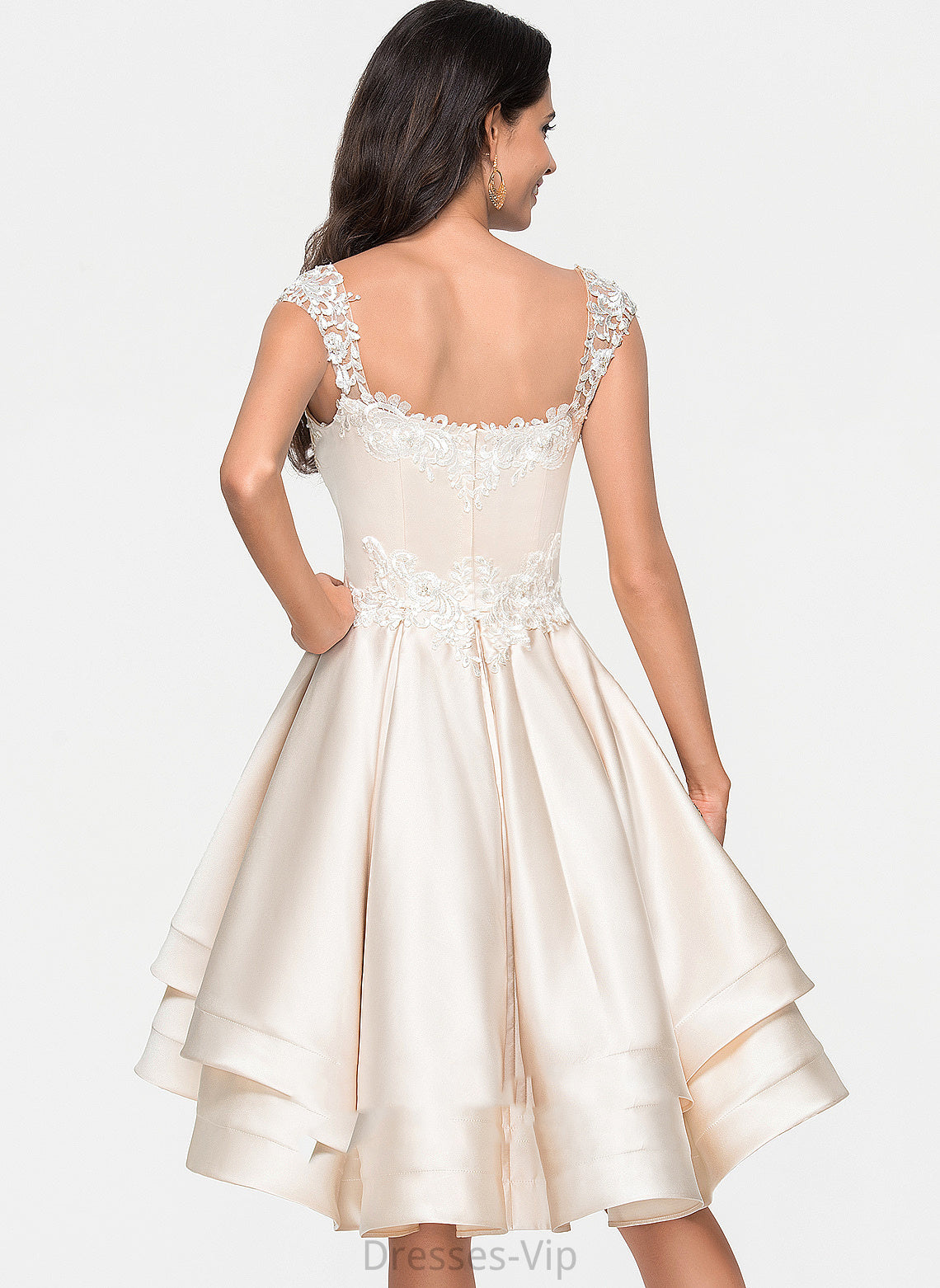 Homecoming With Lace Beading Isabell Ruffles Sweetheart Homecoming Dresses Satin Asymmetrical Cascading Dress A-Line