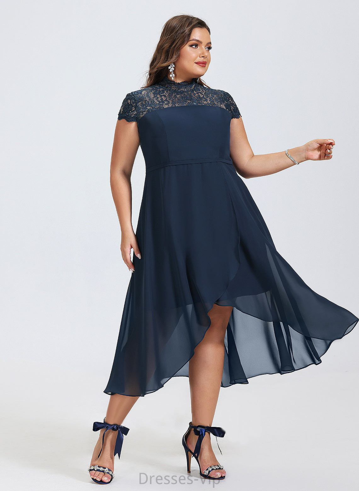 Asymmetrical Chiffon Neck High Kallie Cocktail A-Line Dress Cocktail Dresses