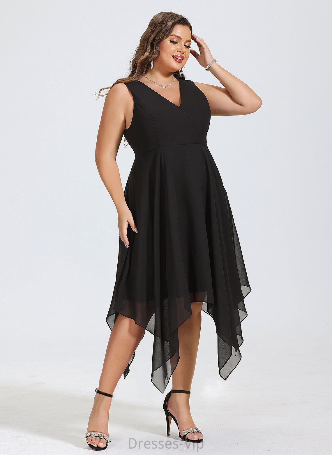 Asymmetrical A-Line Cocktail Eve Dress V-neck Chiffon Cocktail Dresses