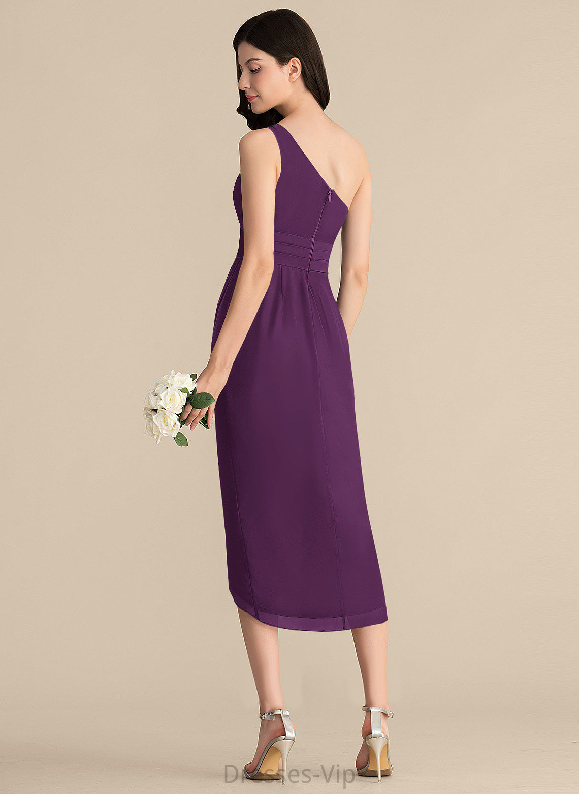 Dress One-Shoulder Asymmetrical Chiffon Cocktail Ruffle Sheath/Column Izabelle With Cocktail Dresses