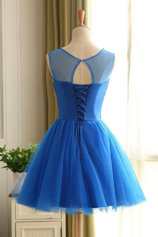 2024 Scoop Homecoming Dresses A Line Tulle With Beading Lace Up