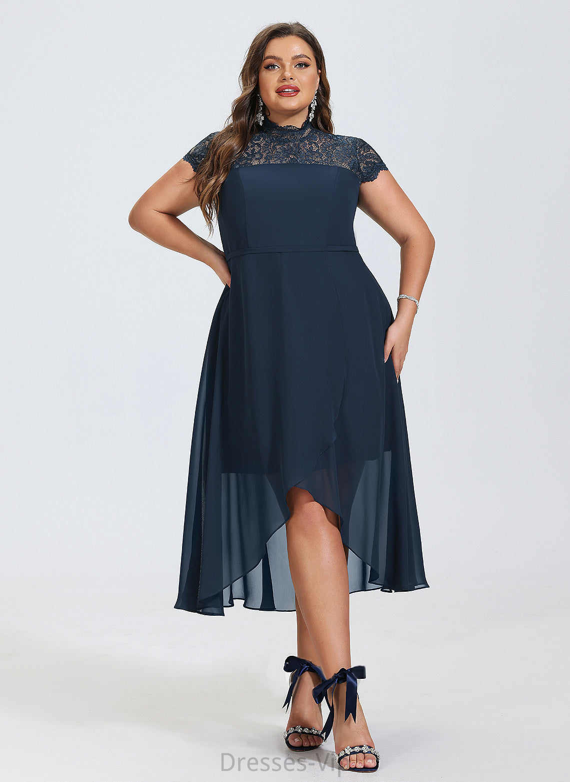 Asymmetrical Chiffon Neck High Kallie Cocktail A-Line Dress Cocktail Dresses