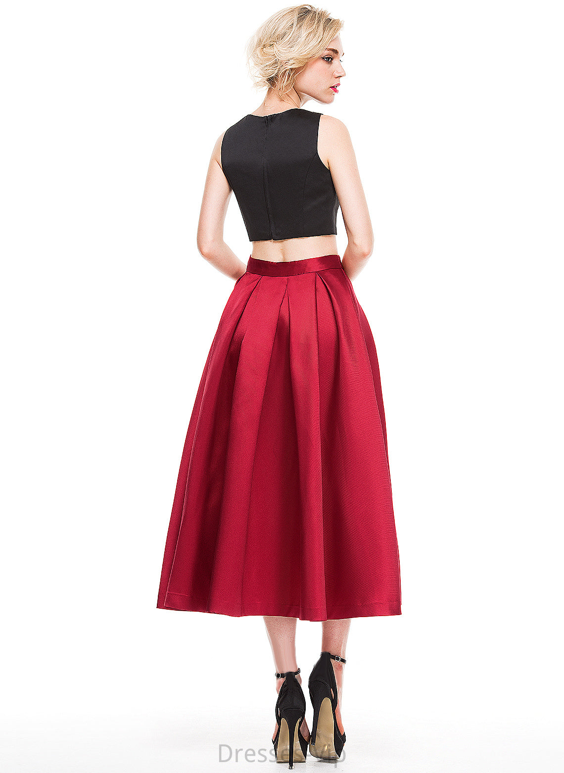 Skirt Tea-Length A-Line/Princess Satin Cocktail Cocktail Dresses Grace