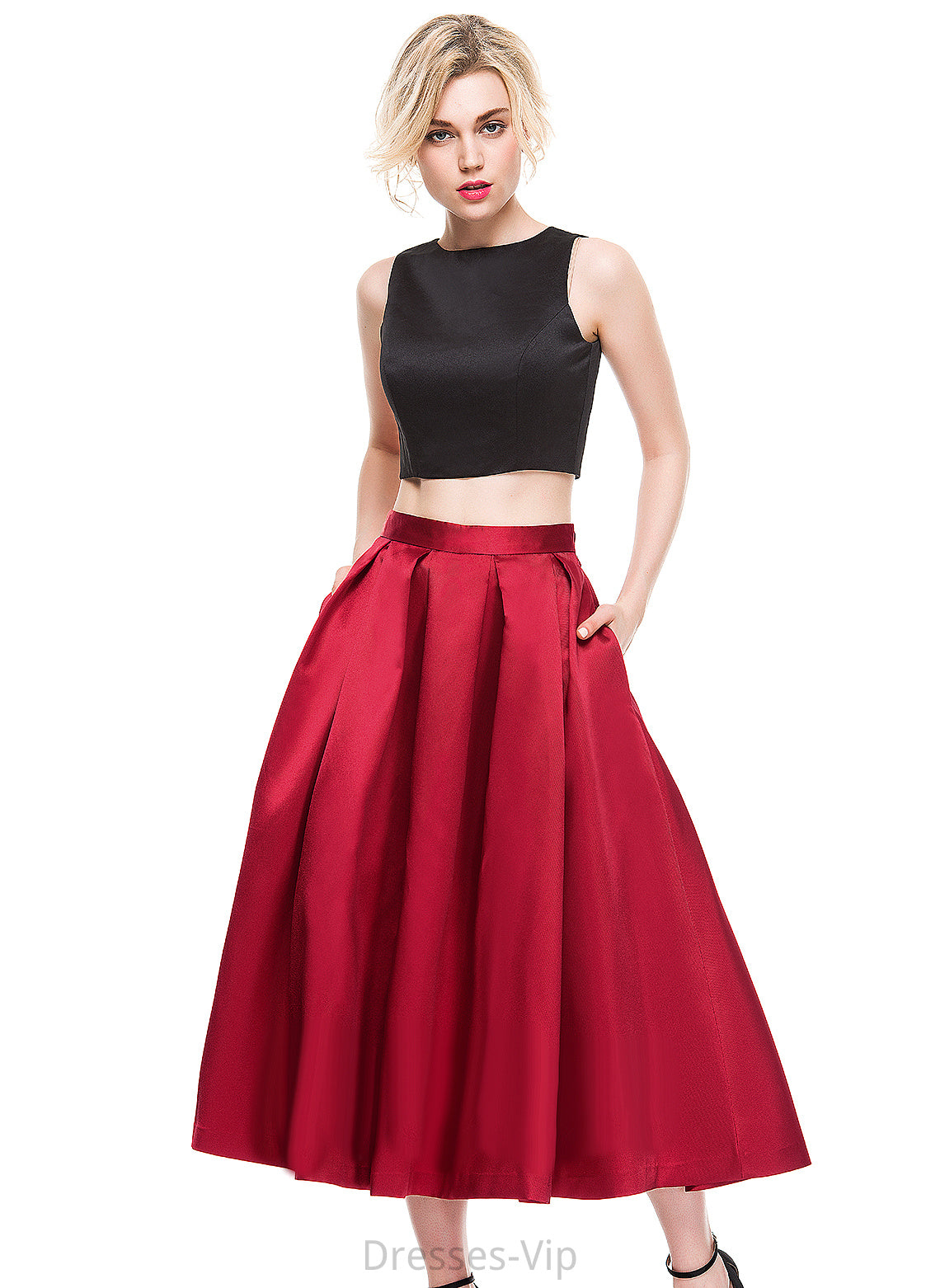 Skirt Tea-Length A-Line/Princess Satin Cocktail Cocktail Dresses Grace