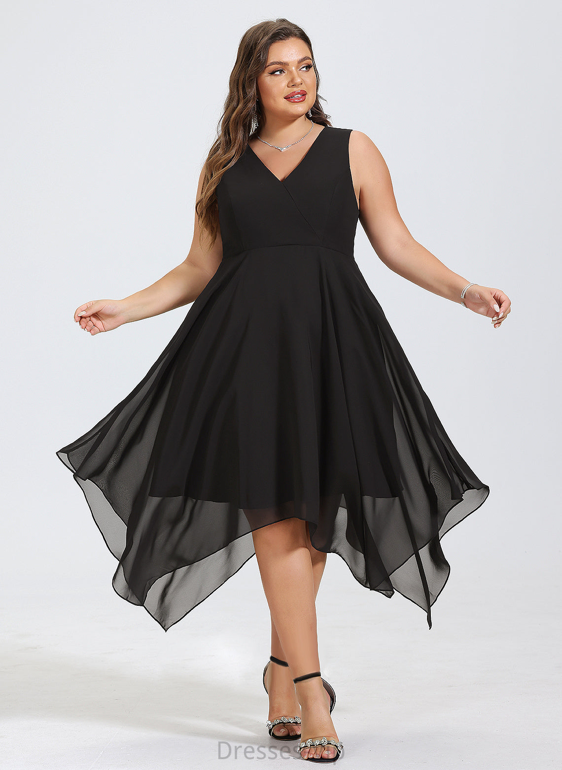 Asymmetrical A-Line Cocktail Eve Dress V-neck Chiffon Cocktail Dresses