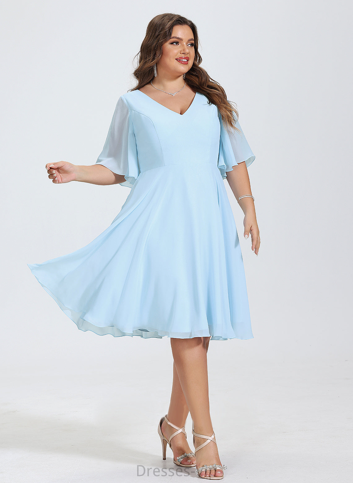 Cocktail Dresses Cocktail Dress Chiffon A-Line Nita Knee-Length V-neck