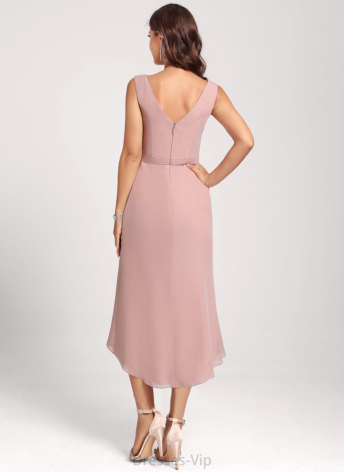 V-neck Dress Emilie Club Dresses Sheath/Column Asymmetrical Chiffon Cocktail