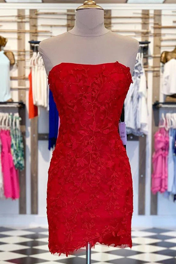 Sexy Tight Sleeveless Lace Short Prom Dresses, Homecoming Dresses