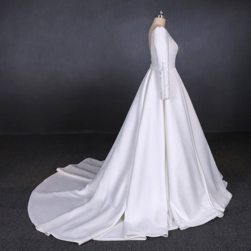 Vintage Backless White Wedding Dresses With Sleeves Elegant Wedding Gowns