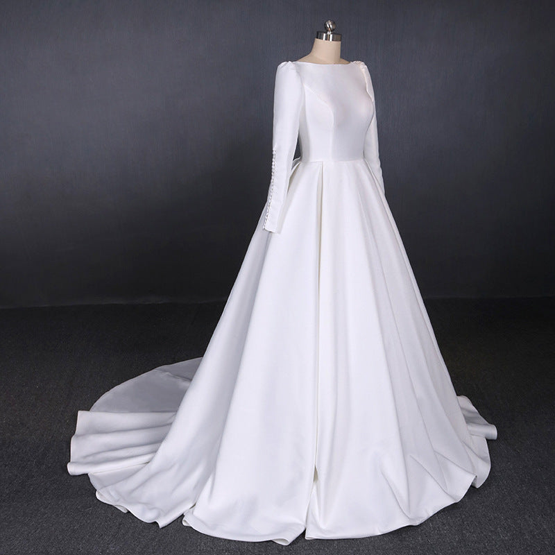 Vintage Backless White Wedding Dresses With Sleeves Elegant Wedding Gowns