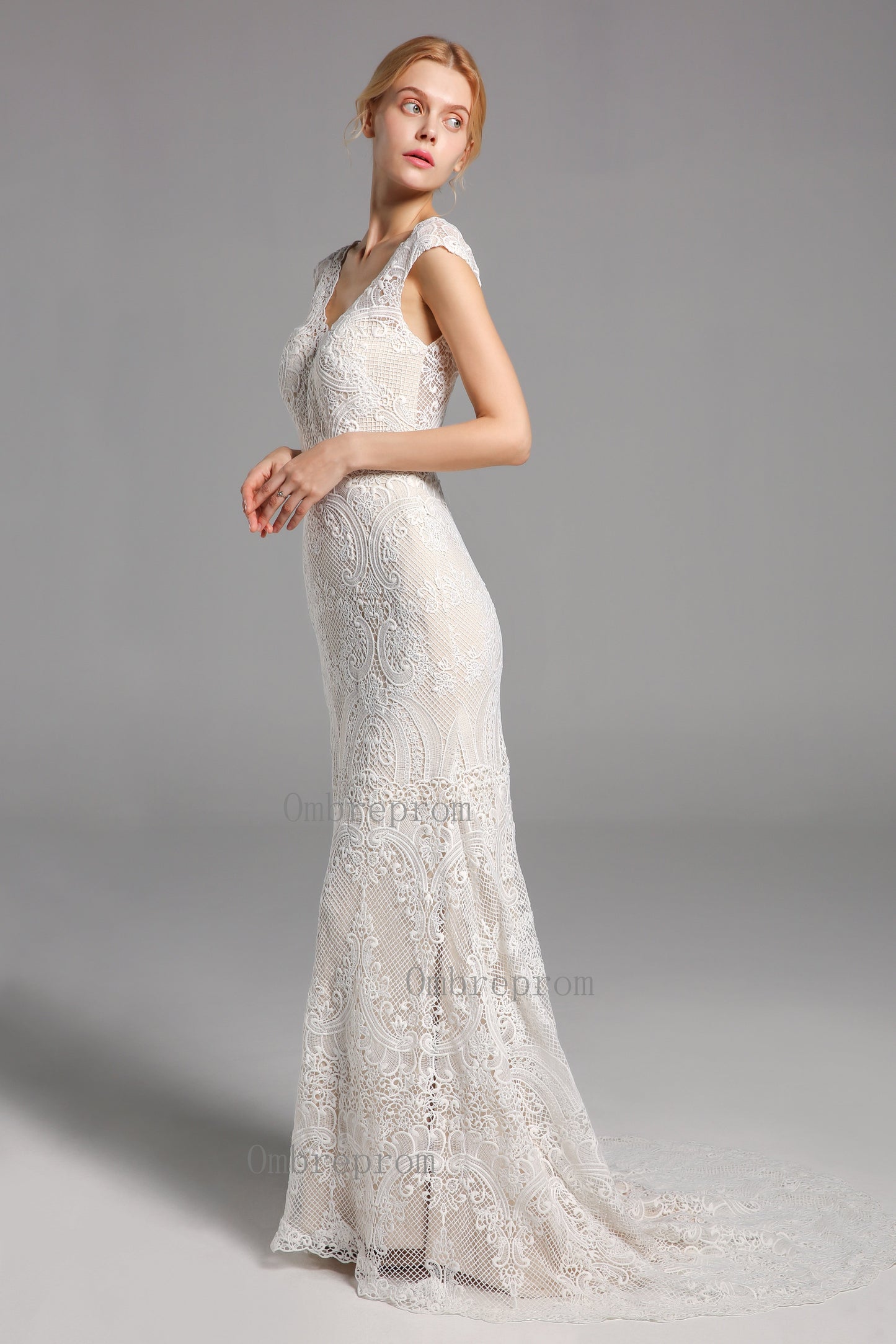 Chic Long Lace Wedding Dresses Boho Bridal Gown Women Dresses