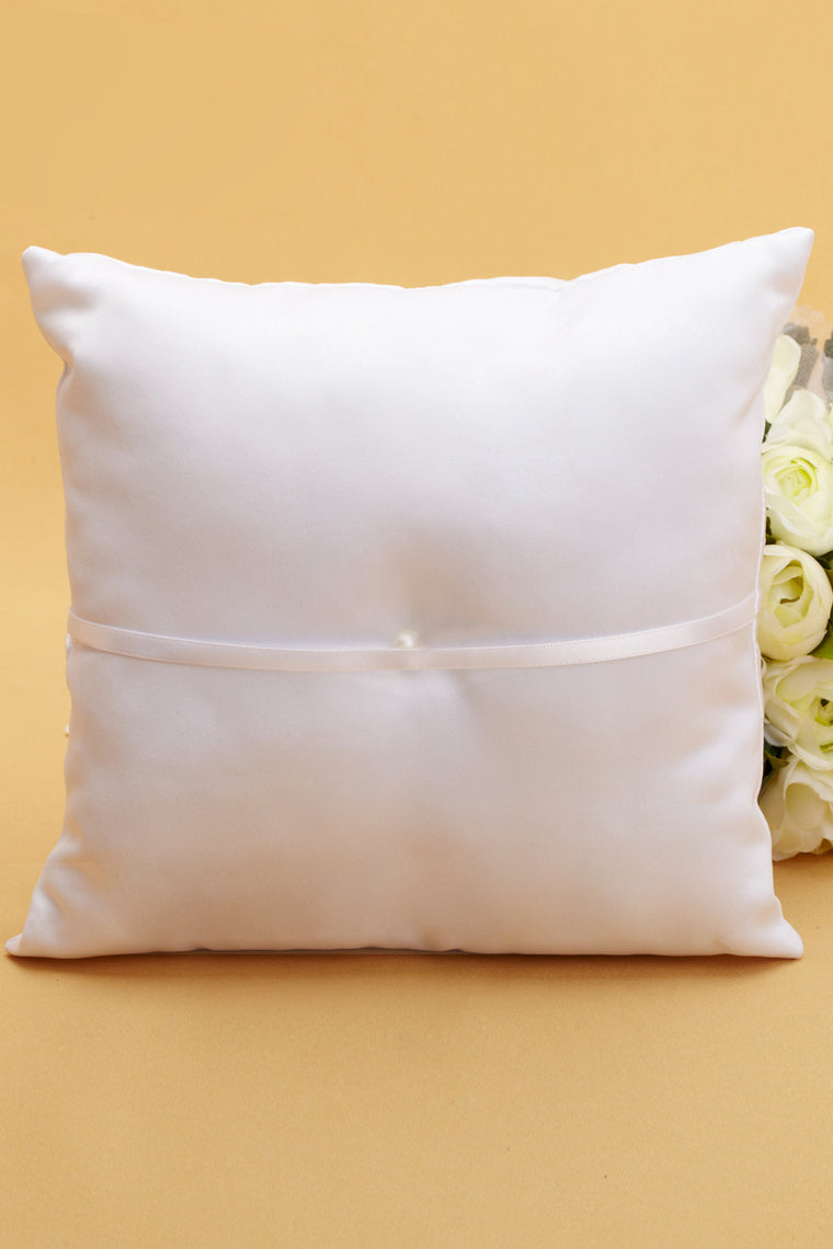 Pure Ring Pillow Satin With Sash/Rhinestones