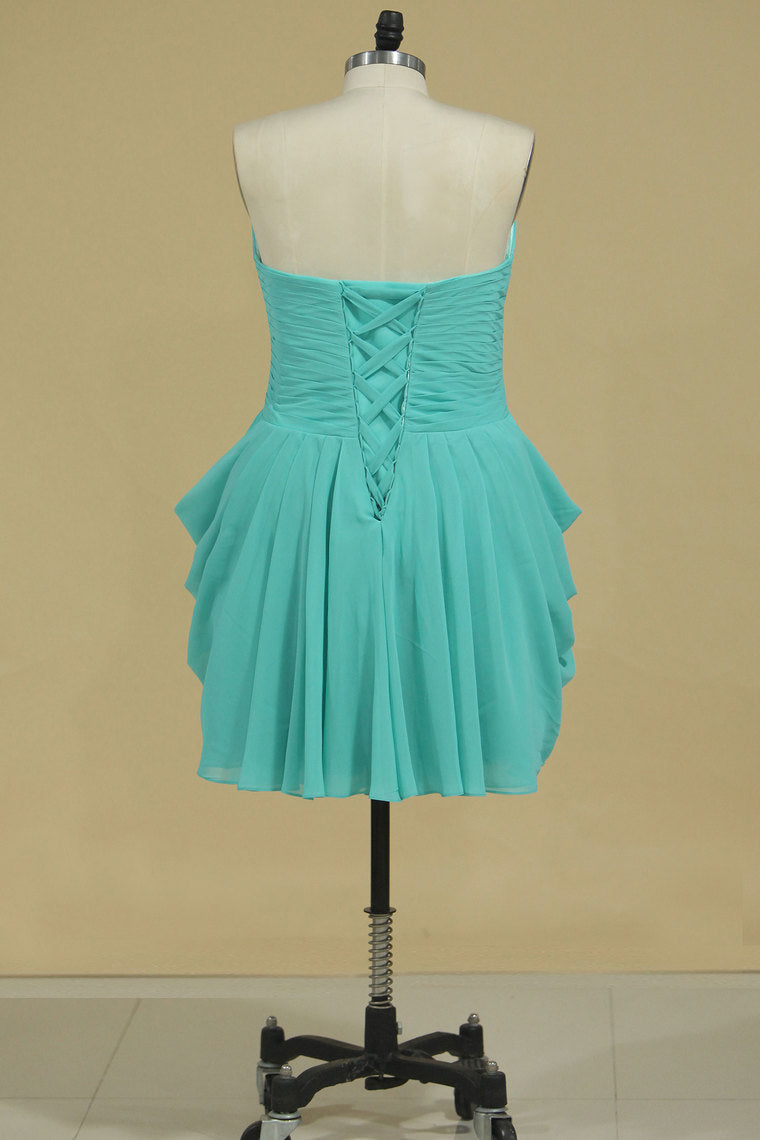 2024 A Line Ruched Bodice Homecoming Dresses Chiffon Mini