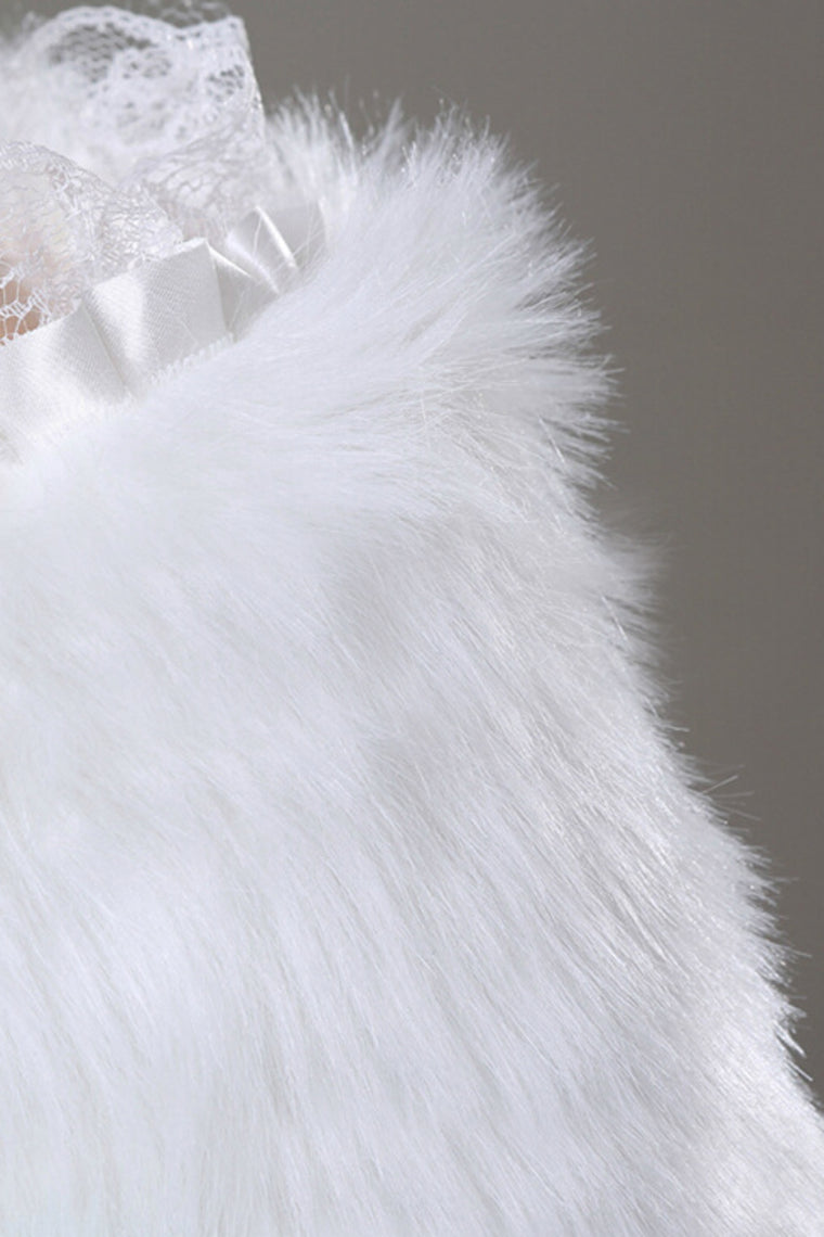 Fabulous Faux Fur Wedding Wrap With Bow Knot