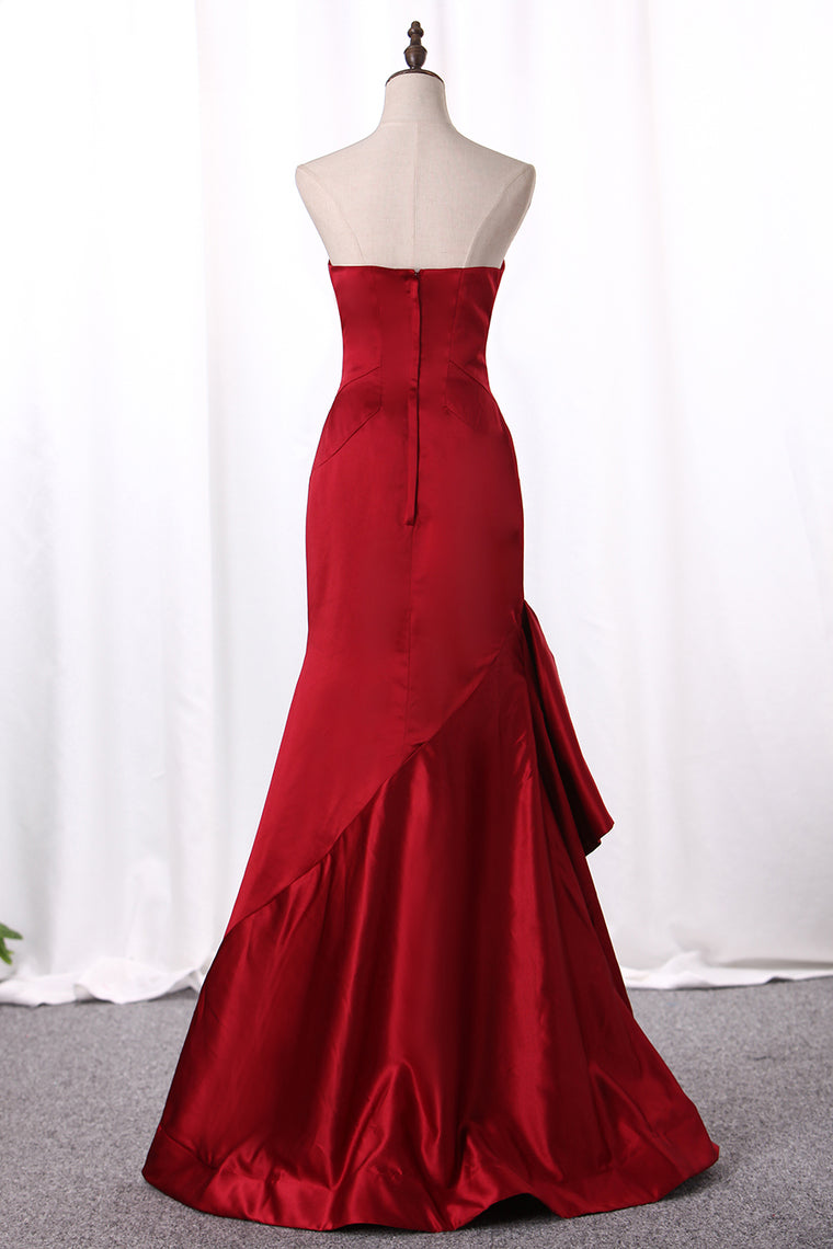 2024 New Arrival Evening Dresses Mermaid Sweetheart Satin Floor Length